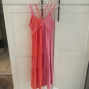 Bonnie Jean size 8 Striped Pink and Red Maxi Dress